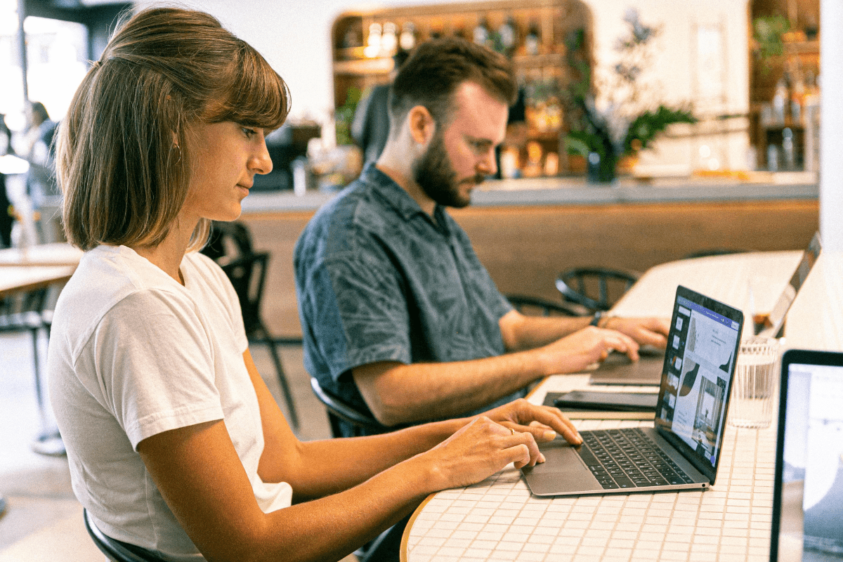How to Make Money on Amazon Without Selling – Freelancers Working on Amazon Mechanical Turk How to make money on Amazon without selling. Two people working on laptops, freelancing on Amazon Mechanical Turk