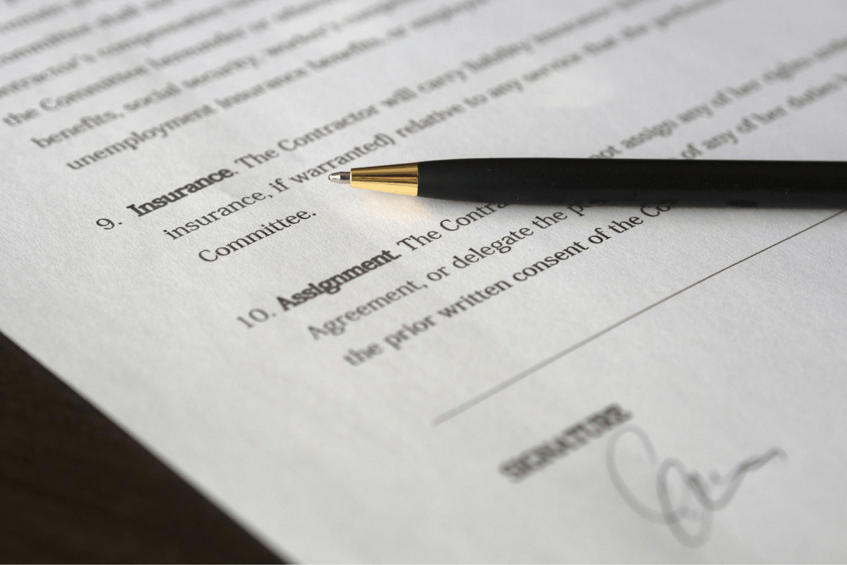 Insurance Agreement Papers Illustrating How to Start a Transportation Business