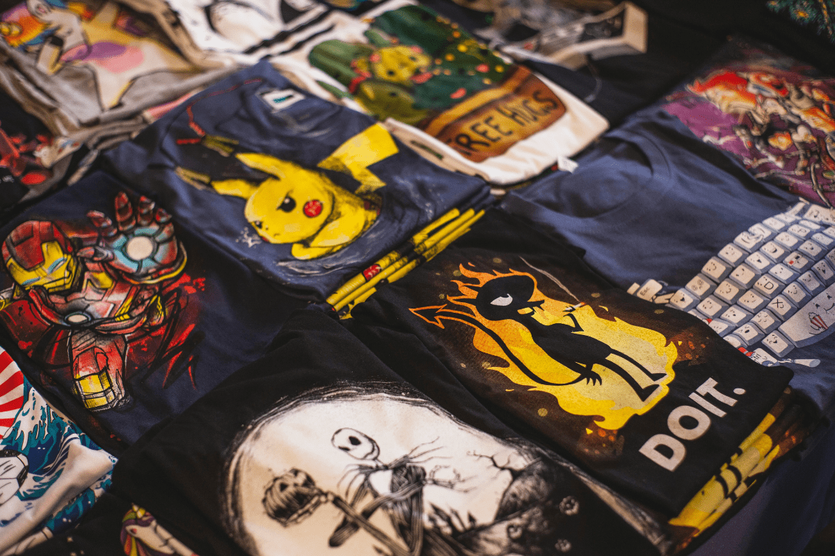 Merchandise Shirts Set on a Table Illustrating Starting Blogging as a Side Hustle to Make Money