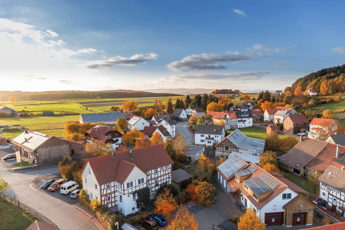Several House Can Be seen in an Aerial Shot Illustrating Real Estate Investment To Build Passive Income for Doctors