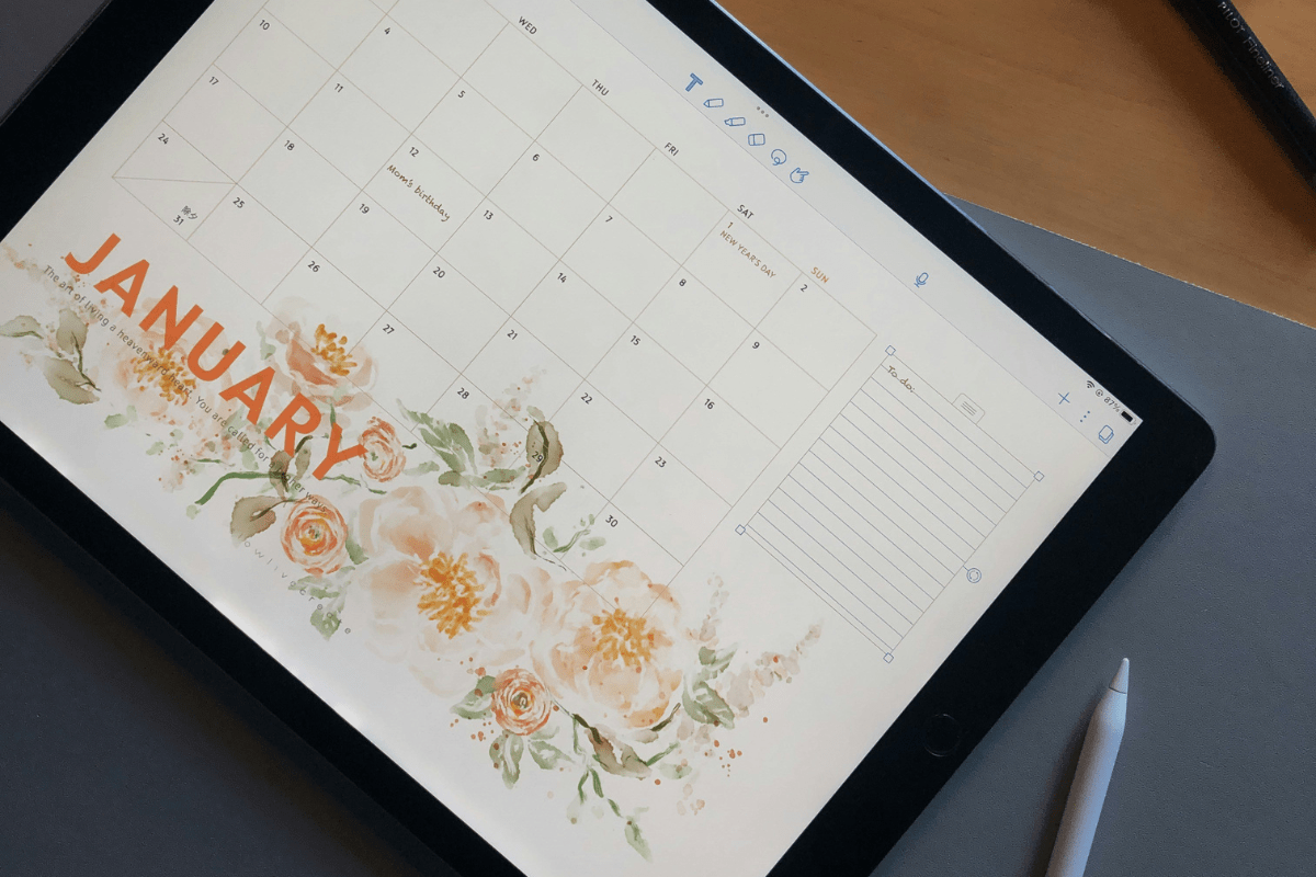 Sell Digital Products - Remote Side Hustles A Digital Planner Displayed on a Tab Screen Illustrating Remote Side Hustles
