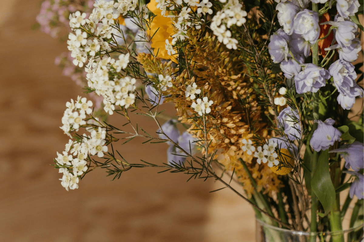 Fresh Flower Stems Placed Together Illustrating How to Make a Money Bouquet