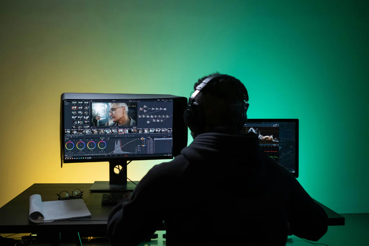Video Editing -AI Side Hustles A Person Can Be Seen Editing Video Illustrating Using AI Side Hustles such as Video Editing to Make Money